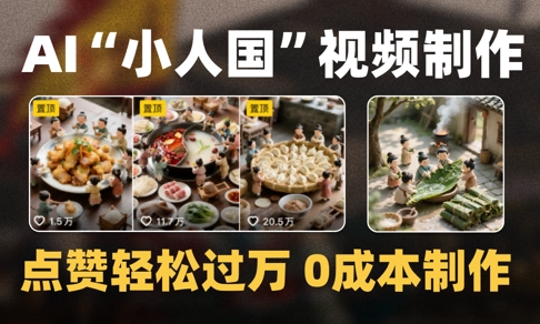 爆款1000W+播放微缩景观迷你小人国AI视频0成本制作全流程教学-hcnxn