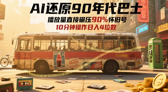 AI还原90年代巴士，一帧就让70后泪崩，播放量直接碾压90%怀旧号，每天操作十分钟，日入四位数-hcnxn