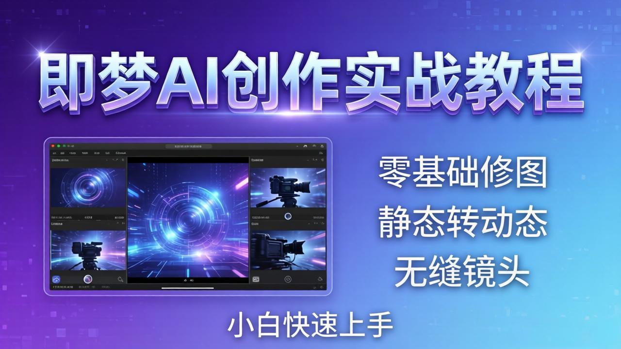 即梦AI创作实战教程，从零基础修图到AI导演，实战教学静态转动态+无缝镜头，小白快速上手-hcnxn