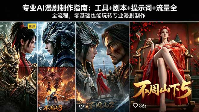专业AI漫剧制作指南：工具+剧本+提示词+流量全流程，零基础也能玩转专业漫剧制作-hcnxn