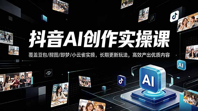 抖音AI创作变现课，覆盖豆包/醒图/即梦/小云雀实操，长期更新玩法，高效产出优质内容-hcnxn