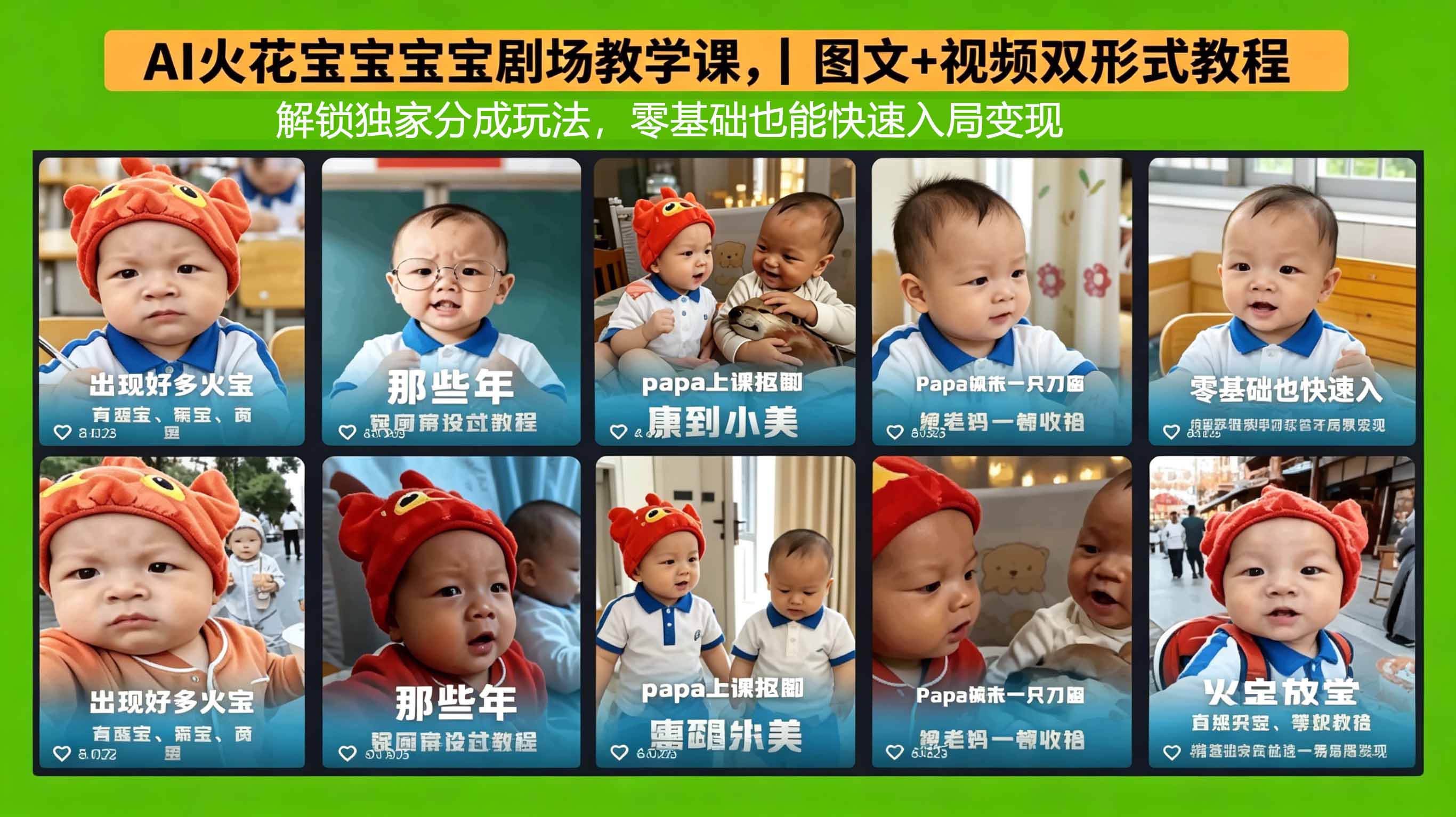 AI火花宝宝宝宝剧场教学课，图文+视频双形式教程，解锁独家分成玩法，零基础也能快速入局变现-hcnxn