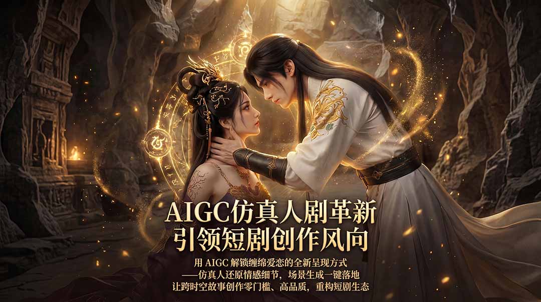AIGC 仿真人短剧创作革新，解锁仙侠爱恋全新呈现，一键出高质场景，零门槛打造爆款剧集-hcnxn