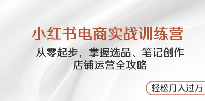 小红书电商实战训练营，从零起步，掌握选品、笔记创作、店铺运营全攻略...-hcnxn