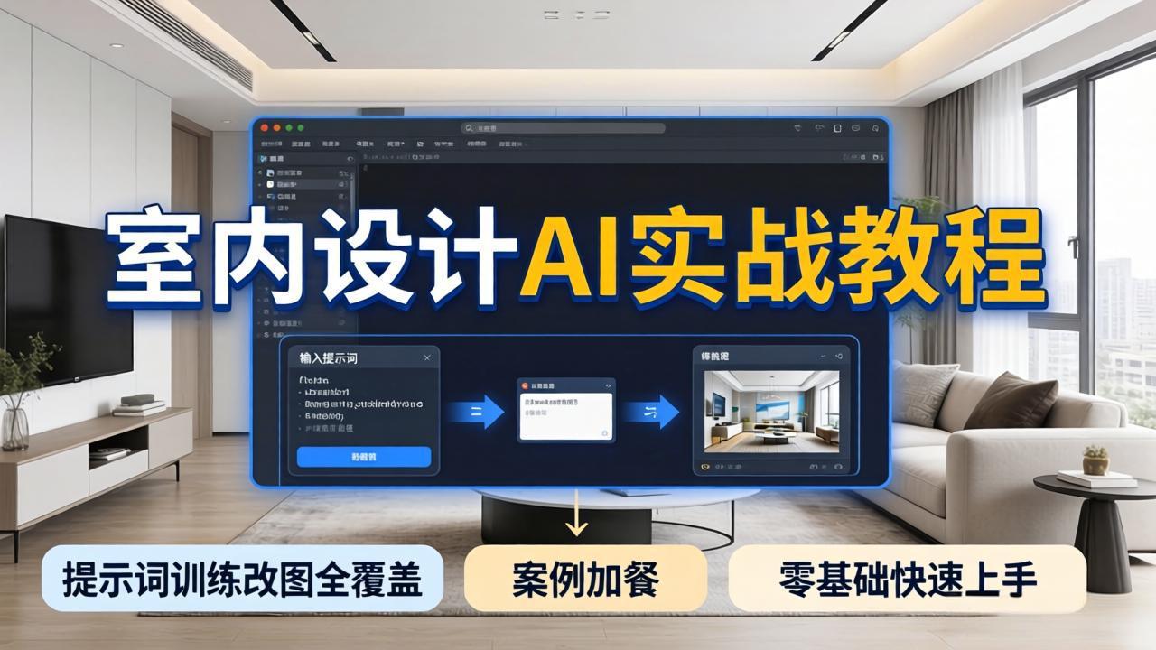2026室内设计AI实战教程，提示词训练改图全覆盖，搭配案例加餐，零基础也能快速上手-hcnxn