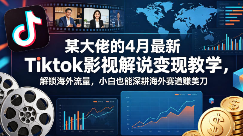 某大佬的4月最新Tiktok影视解说变现教学，解锁海外流量，小白也能深耕海外赛道賺美刀-hcnxn