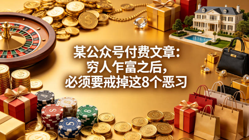 某公众号付费文章：穷人乍富之后，必须要戒掉这8个恶习-hcnxn