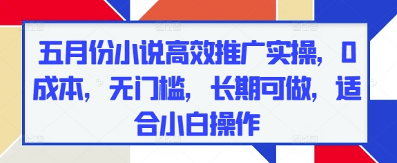 五月份小说高效推广实操，0成本，无门槛，长期可做，适合小白操作-hcnxn