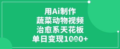 用Ai制作蔬菜动物视频，治愈系天花板，单日变现1k-hcnxn