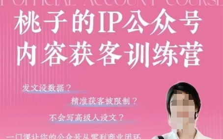 桃子IP公众号内容获客训练营(第3期)，一门让你公众号从0到商业闭环的课程-hcnxn