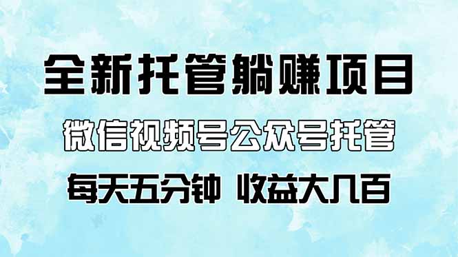 全新托管躺赚项目，微信视频号公众号托管代运营，每天五分钟，收益大几百-hcnxn