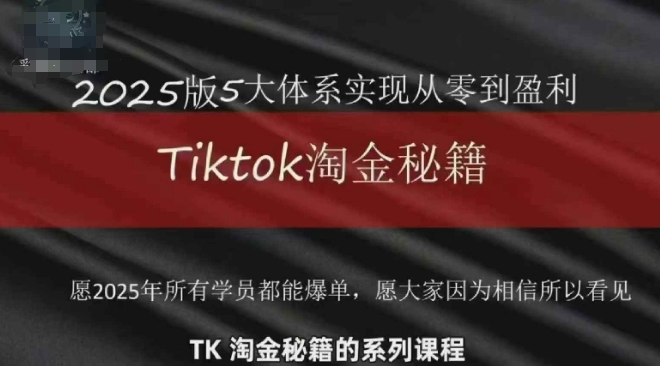 TikTok跨境2025淘金秘籍，​2025TikTok从0到盈利变现-hcnxn