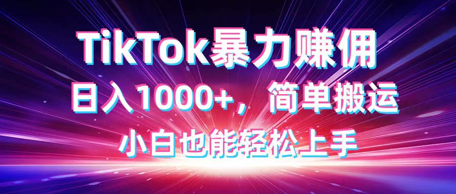 TikTok搬运暴力赚佣，日入1000+，简单搬运，小白也能轻松上手-hcnxn