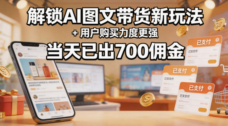 解锁ai图文带货新玩法+用户购买力度更强，当天已出700佣金，详细拆解-hcnxn