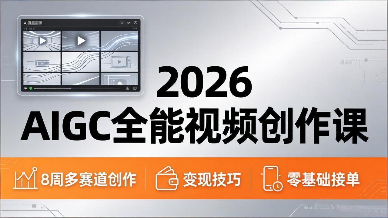 2026AIGC全能视频创作课，8周吃透多赛道创作+变现，零基础也能高效出片接单-hcnxn
