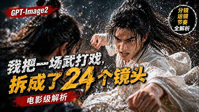 用GPT-Image2，把一段武打对决拆成24个连续镜头，从人物建立、动作衔接、运镜节奏，到情绪爆发-hcnxn