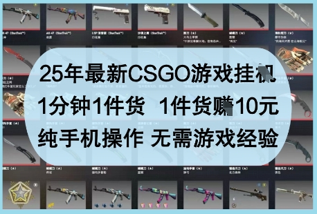 25年最新CSGO游戏挂G，1分钟1件货，1件货挣10元，纯手机操作，无需游戏经验【揭秘】-hcnxn