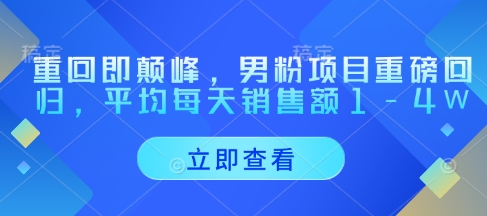 重回即颠峰，男粉项目重磅回归，平均每天销售额1-4W-hcnxn