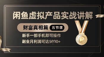 精品！闲鱼虚拟产品实战讲解，新手一部手机即可操作，副业月利润可达5k+-hcnxn