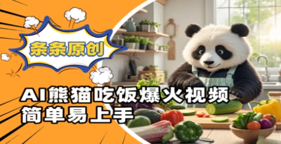 Ai熊猫吃饭爆火视频，条条原创，简单易上手-hcnxn