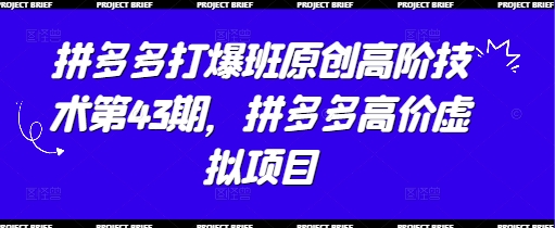 拼多多打爆班原创高阶技术第43期，拼多多高价虚拟项目-hcnxn