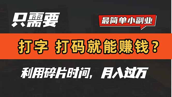 只需要打字，打码，就能赚钱？简单的赚钱小副业，利用碎片时间，月入过万-hcnxn