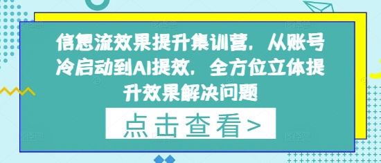 信息流效果提升集训营，从账号冷启动到AI提效，全方位立体提升效果解决问题-hcnxn