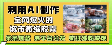 利用AI制作全网爆火的城市微缩胶囊，条条爆款， 多平台分发，疯狂涨粉变现-hcnxn