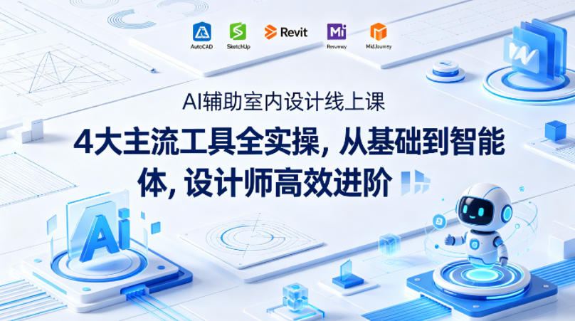 AI辅助室内设计线上课｜4大主流工具全实操，从基础到智能体，设计师高效进阶-hcnxn