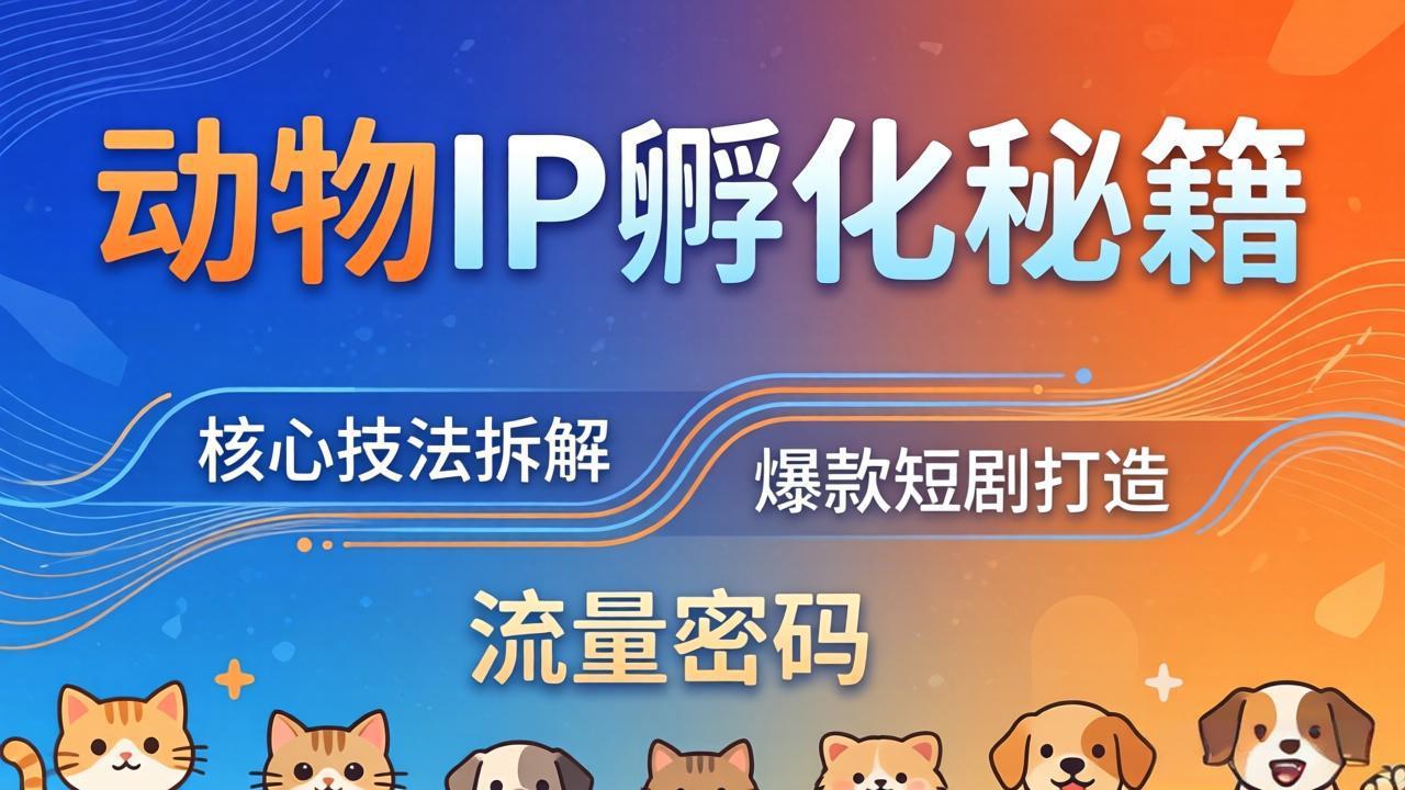 动物IP孵化全套秘籍，三大核心技法拆解，打造爆款萌宠短剧，轻松拿捏赛道流量密码-hcnxn