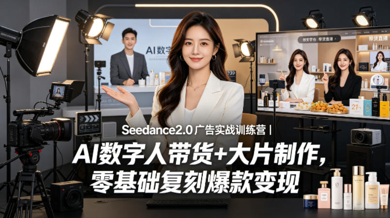 Seedance2.0广告实战训练营｜AI数字人带货+大片制作，零基础复刻爆款变现-hcnxn
