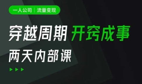 一人公司：流量变现课，一人公司的方法模型拆解， 拆解富人思维，流量思维，小老板思维等-hcnxn