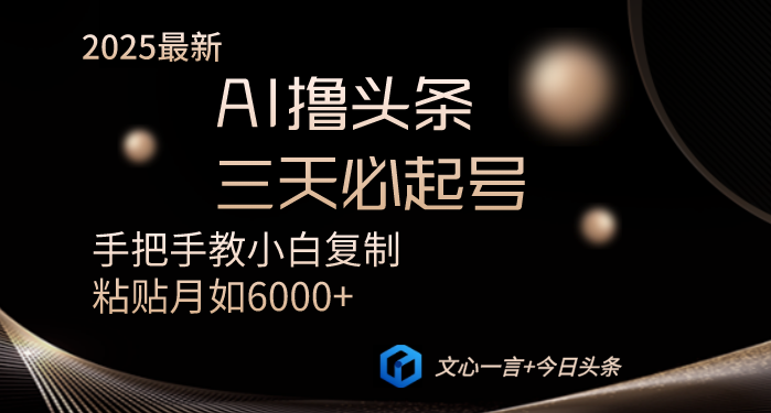 AI撸头条三天必起号手把手教小白复制粘贴月入6000+教程-hcnxn
