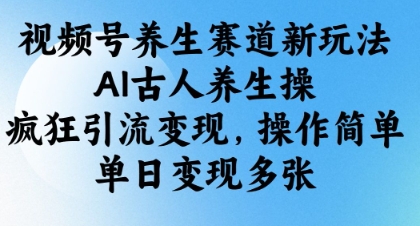 视频号养生赛道新玩法，AI古人养生操，疯狂引流变现，操作简单，单日变现多张-hcnxn