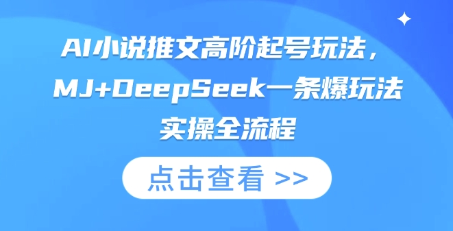 AI小说推文高阶起号玩法，MJ+DeepSeek一条爆玩法实操全流程-hcnxn