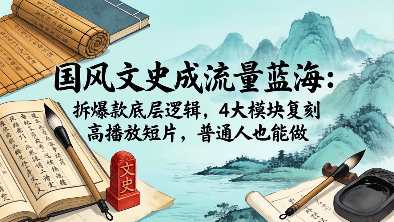 国风文史成流量蓝海：拆爆款底层逻辑，4大模块复刻高播放短片，普通人也能做-hcnxn