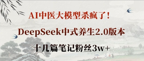 AI中医大模型杀疯了！DeepSeek中式养生2.0版本，十几篇笔记粉丝3w+-hcnxn