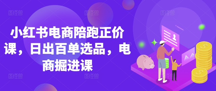 小红书电商陪跑正价课，小红书官方认证电商讲师教学，日出百单选品，电商掘进课-hcnxn