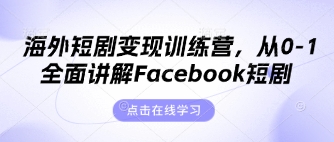 海外短剧变现训练营，从0-1全面讲解Facebook短剧-hcnxn