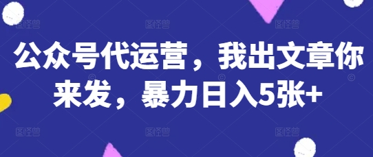 公众号代运营，我出文章你来发，暴力日入5张+【揭秘】-hcnxn