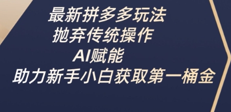 最新拼多多玩法，抛弃传统操作，AI赋能，助力新手小白获取第一桶金-hcnxn