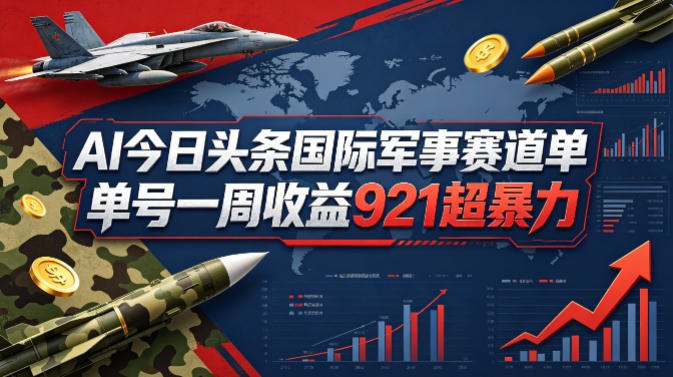 AI今日头条国际军事赛道，单号一周收益921，超暴力-hcnxn