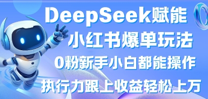 DeepSeek赋能小红书爆单玩法0粉新手小白都能操作，执行力跟上收益轻松上W，懒人勿做-hcnxn