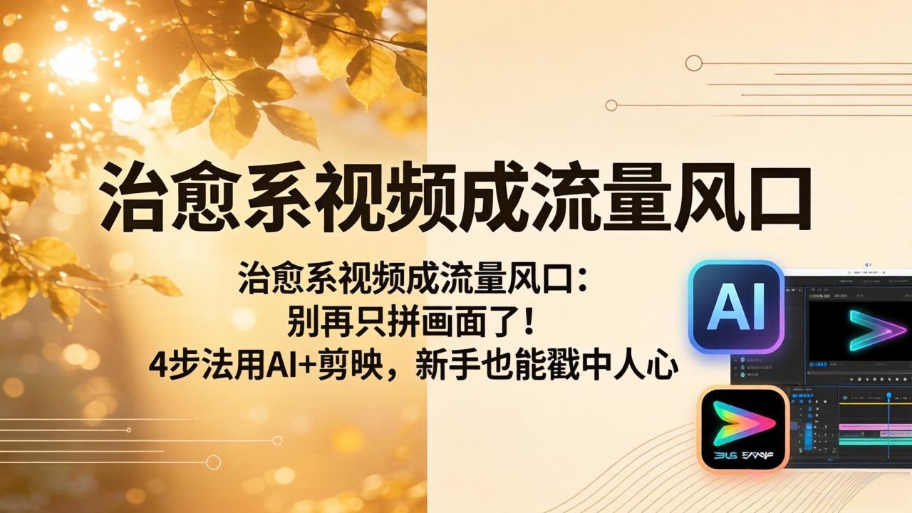 治愈系视频成流量风口：别再只拼画面了！4步法用AI+剪映，新手也能戳中人心-hcnxn