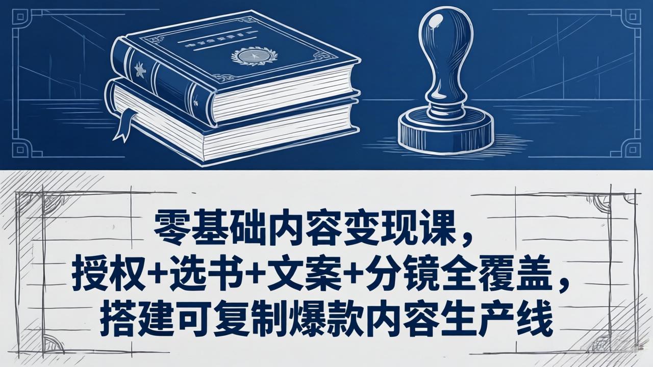 零基础内容变现课，授权+选书+文案+分镜全覆盖，搭建可复制爆款内容生产线-hcnxn