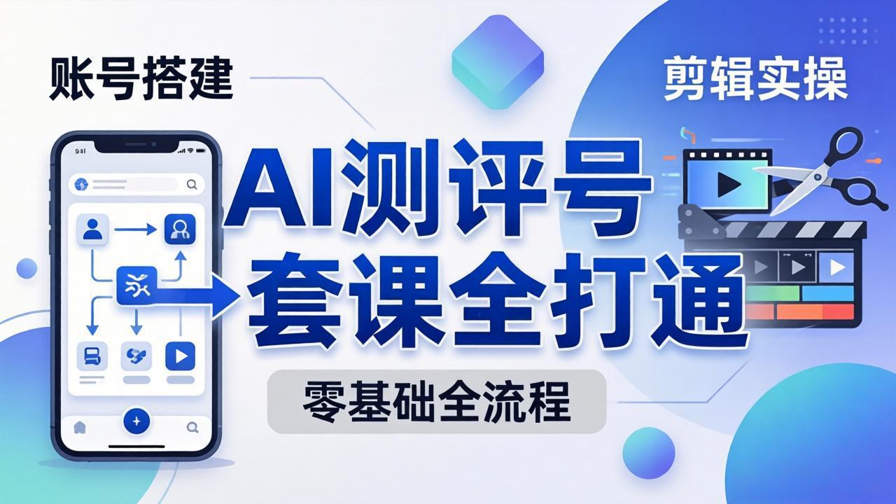 零基础起步怎么做AI测评号？账号搭建、爆款文案、剪辑实操、涨粉变现，一套课全打通-hcnxn