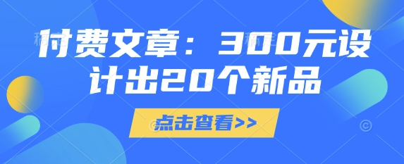 付费文章：300元设计出20个新品-hcnxn