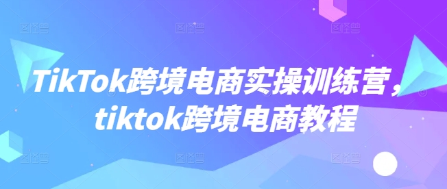 TikTok跨境电商实操训练营，tiktok跨境电商教程-hcnxn