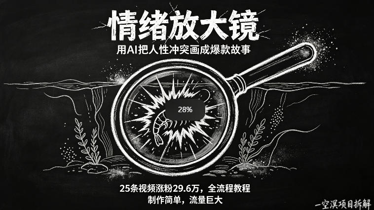 AI制作“情绪放大镜“视频，25条视频涨粉29.6W粉，流量巨大，制作简单，全流程教程-hcnxn