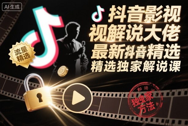 抖音影视解说大佬最新抖音进精选和独家方法，精选独家解说课(更新26年3月)-hcnxn